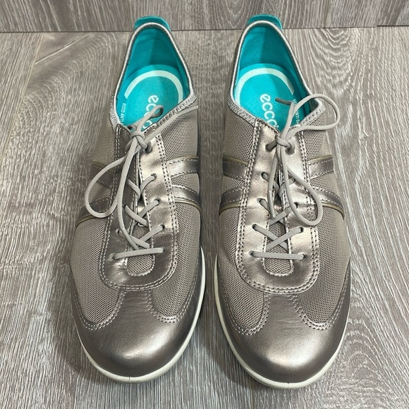 Ecco Bluma Summer Metallic Leather Mesh Lace Up Comfort Shoe Sneaker 10/10.5(41) - Picture 1 of 16